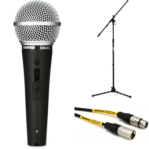 Shure SM48S-LC Cardioid Dynamic Handheld Vocal Microphone with Switch, Stand and Cable