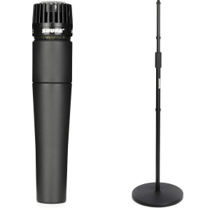 Shure SM57 Cardioid Dynamic Instrument Microphone with 12" Round Base Stand