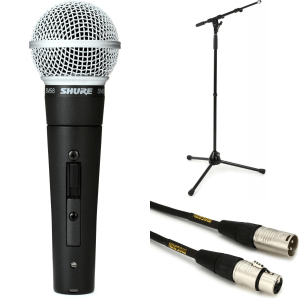 Shure SM58S Handheld Microphone Bundle with Premium Stand and Cable