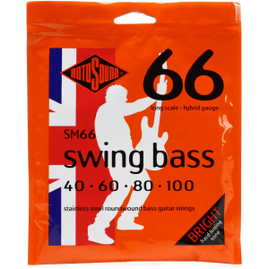 Rotosound SM66 Swing Bass 66 Stainless Steel Roundound Bass Guitar Strings - .040-.100 Long Scale 4-string