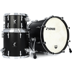 Sonor SQ1 3-piece Shell Pack - GT Black with Matching Bass Drum Hoops