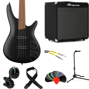 Ibanez Standard SR300EB Bass Guitar and Ampeg RB-108 Amp Bundle - Weathered Black