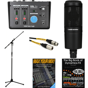 Solid State Logic SSL2+ USB Audio Interface and Audio-Technica AT2020 Microphone E-Book Bundle