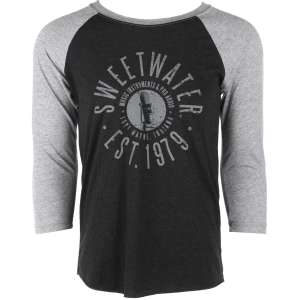 Sweetwater Graphic 3/4-sleeve Baseball T-shirt - Heather Gray / Vintage Black - Small