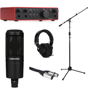Focusrite Scarlett 2i2 4th Gen USB Audio Interface and AT2020 Vocal Recording Bundle