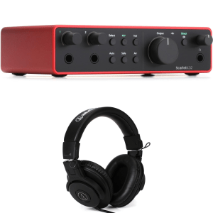 Focusrite Scarlett 2i2 4th Gen USB Audio Interface and Audio-Technica ATH-M30x Closed-back Headphones