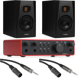 Focusrite Scarlett 2i2 4th Gen USB Audio Interface and ADAM Audio T5V 5-inch Powered Studio Monitor Bundle