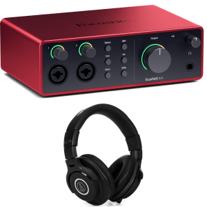 Focusrite Scarlett 4i4 4th Gen USB Audio Interface and Audio-Technica ATH-M40x Closed-back Studio Headphones
