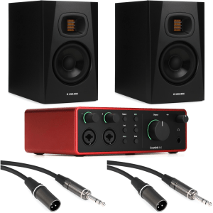 Focusrite Scarlett 4i4 4th Gen USB Audio Interface and ADAM Audio T5V 5 inch Powered Studio Monitor Bundle