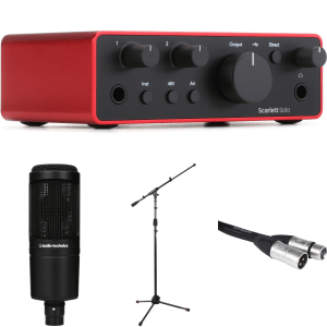 Focusrite Scarlett Solo 4th Gen USB Audio Interface and Audio-Technica AT2020 Recording Bundle