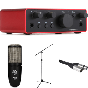 Focusrite Scarlett Solo 4th Gen USB Audio Interface and AKG P220 Recording Bundle