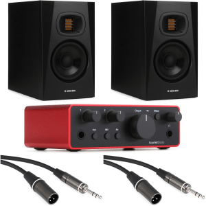 Focusrite Scarlett Solo 4th Gen USB Audio Interface and ADAM Audio T5V 5 inch Powered Studio Monitor Bundle