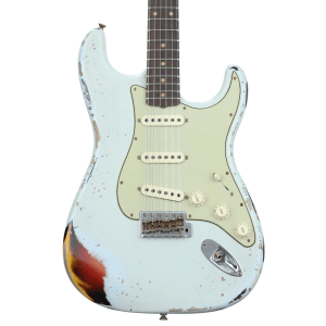 Fender Custom Shop 1960 Stratocaster Heavy Relic Electric Guitar - Aged Sonic Blue over 3-color Sunburst