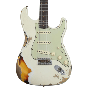 Fender Custom Shop 1960 Stratocaster Heavy Relic Electric Guitar - Aged Olympic White/3-color Sunburst