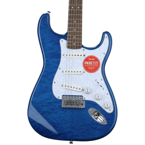 Squier Affinity Series Stratocaster QMT Electric Guitar - Sapphire Blue Transparent, Sweetwater Exclusive