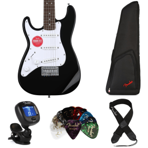 Squier Mini Stratocaster Left-handed Electric Guitar Essentials Bundle - Black