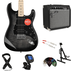 Squier Affinity Series Stratocaster Electric Guitar and Fender Frontman 20G Amp Bundle - Black Burst with Maple Fingerboard