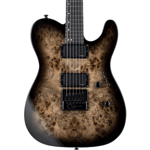 ESP LTD TE-1000 EverTune Electric Guitar - Burled Poplar Charcoal Burst