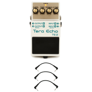 Boss TE-2 Tera Echo Pedal with 3 Patch Cables
