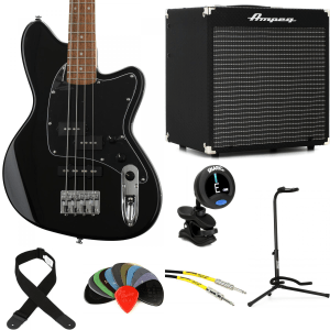 Ibanez Talman TMB30 Bass Guitar and Ampeg Rocket Amp Essentials Bundle - Black
