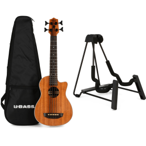 Kala U-Bass Scout, Mahogany Acoustic-Electric Bass Guitar with Stand - Natural Satin