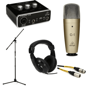 Behringer U-Phoria UM2 USB Audio Interface and C-1 Large Diaphragm Condenser Microphone Recording Bundle