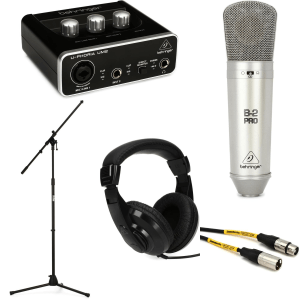 Behringer U-Phoria UM2 USB Audio Interface and B-2 Pro Dual-diaphragm Condenser Microphone Recording Bundle