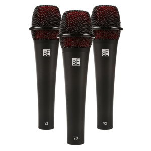 sE Electronics V3 Cardioid Dynamic Vocal Microphone and XLR Cable- 3-pack