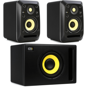 KRK V4 S4 4-inch Powered Studio Monitor Pair With S8.4 8-inch Powered Studio Subwoofer Bundle