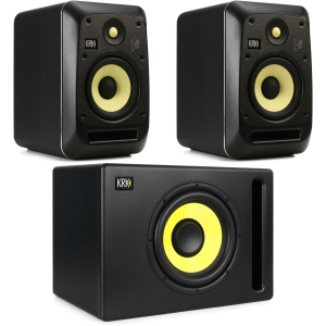 KRK V6 S4 6.5-inch Powered Studio Monitor Pair With S10.4 10-inch Powered Studio Subwoofer Bundle