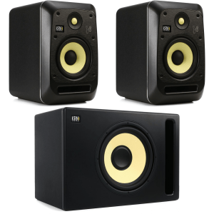 KRK V6 S4 6.5-inch Powered Studio Monitor Pair With S12.4 12-inch Powered Studio Subwoofer Bundle