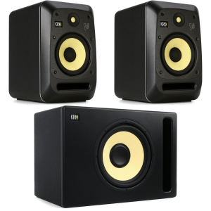 KRK V8 S4 8-inch Powered Studio Monitor Pair With S12.4 12-inch Powered Studio Subwoofer Bundle