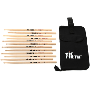 Vic Firth American Classic Drumsticks 6-pack - 5B - Wood Tip - with Free Stick Bag