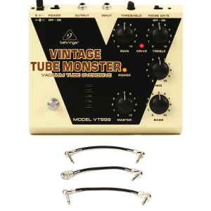 Behringer VT999 Vintage Tube Monster Overdrive Pedal with Patch Cables