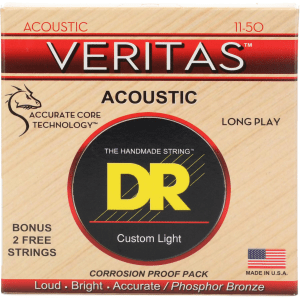 DR Strings VTA-11 Veritas Phosphor Bronze Acoustic Guitar Strings - .011-.050 Custom Light
