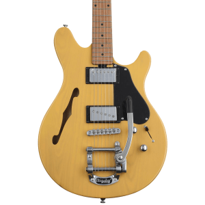 Sterling By Music Man Valentine Chambered Bigsby Electric Guitar - Butterscotch with Bag