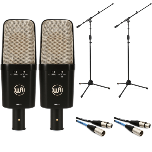 Warm Audio WA14 Large-diaphragm Condenser Microphone Stereo Pair with Stands and Cables
