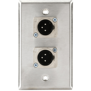Pro Co WP1008 Single Gang Stainless Steel Wall Plate with 2 XLR Male Connectors