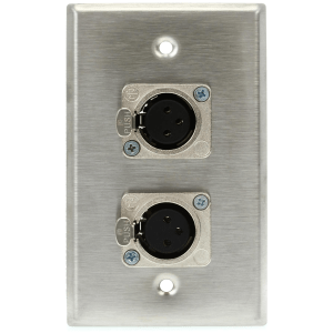 Pro Co WP1013 Single Gang Stainless Steel Wall Plate with 2 XLR Female Latching Connectors
