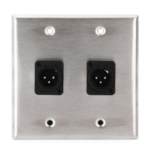 Pro Co WP2016 Double Gang Stainless Steel Wall Plate with 2 XLR Male Connectors