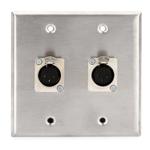 Pro Co WP2034 Double Gang Stainless Steel Wall Plate with 2 XLR Female Latching Connectors