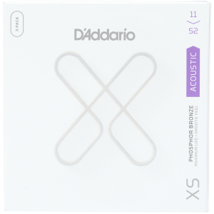 D'Addario XSAPB1152 Phosphor Bronze Coated Acoustic Guitar Strings - .011-.052 Custom Light (3-pack)