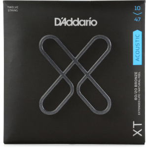 D'Addario XTABR1047-12 XT 80/20 Bronze Acoustic Guitar Strings - .10-.047 Extra Light 12-string