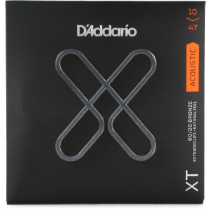 D'Addario XTABR1047 XT 80/20 Bronze Acoustic Guitar Strings - .10-.047 Extra Light