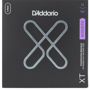 D'Addario XTAPB1152 XT Phosphor Bronze Coated Acoustic Guitar Strings - .011-.052 Custom Light (3-pack)