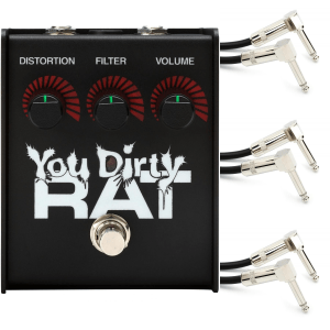Pro Co You Dirty RAT Distortion / Fuzz / Overdrive Pedal with 3 Patch Cables