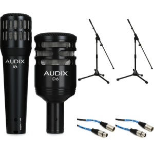 Audix i5 and D6 Microphone Bundle with Stands and Cables