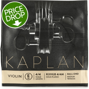 D'Addario K311GB Kaplan Violin E String - 4/4 Scale Gold-plated with Ball-end