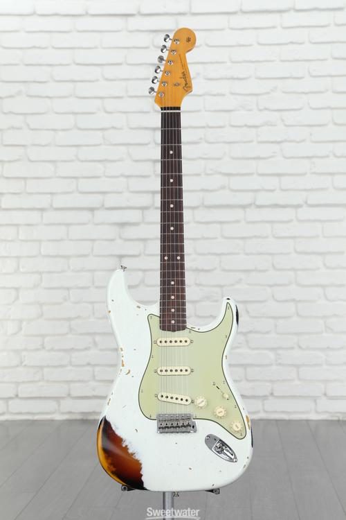 Fender Custom Shop Custom '60s Heavy Relic Stratocaster - Olympic White  Over Sunburst