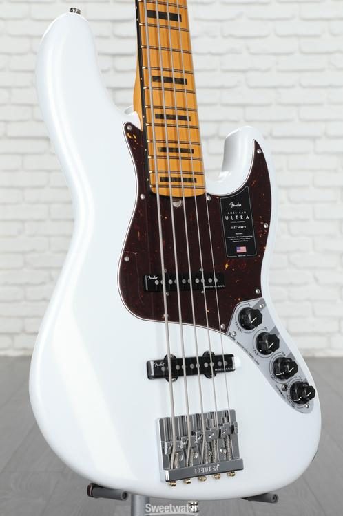 Fender American Ultra Jazz Bass V - Arctic Pearl with Maple Fingerboard